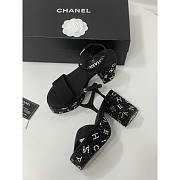 Chanel Sandals Grosgrain & Diamanté Black & Silver 9cm - 2