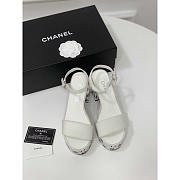 Chanel Sandals Grosgrain & Diamanté White 9cm - 5