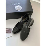 Chanel Lambskin Patent Cap Toe Mary Jane Wedge Pumps Black - 3