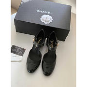 Chanel Lambskin Patent Cap Toe Mary Jane Wedge Pumps Black - 2