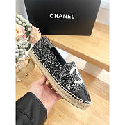 Chanel Espadrilles Glittered Cotton Tweed & Patent Black - 3