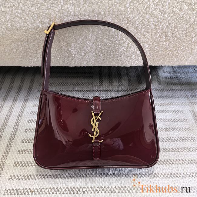 YSL Le 5 à 7 Patent Bag Red Wine 23cm - 1