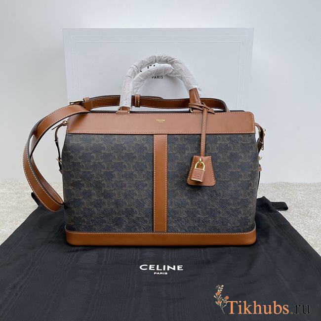 Celine Medium Cabas DE France Bag Triomphe Canvas Calfskin 37x27x14cm - 1