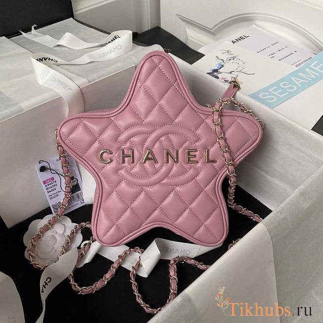 Chanel Star Handbag Lambskin Pink 22.5x6cm - 1