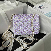 Chanel Mini Flap Bag Satin Sequins Glass beads Purple White 16.5x12.5x6.5cm - 4