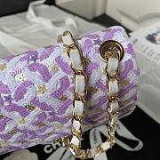 Chanel Mini Flap Bag Satin Sequins Glass beads Purple White 16.5x12.5x6.5cm - 2