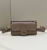 Fendi Baguette Gray Full Grain Leather Bag 28x6x13cm - 1