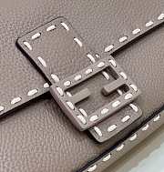 Fendi Baguette Gray Full Grain Leather Bag 28x6x13cm - 5