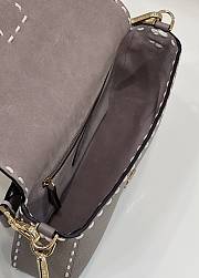 Fendi Baguette Gray Full Grain Leather Bag 28x6x13cm - 2