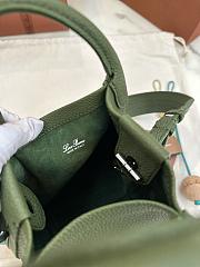 Loro Piana Micro Bale Bag Calfskin Leather Green 23x16x14cm - 6