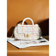 Chanel Small Bag With Top Handle Tweed Gold-Tone Metal White 23.5x13.5x5.5cm - 1