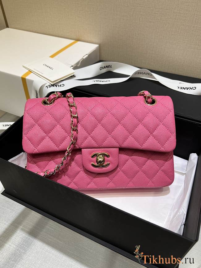 Chanel Flap Bag Pink Gold Caviar 23cm - 1