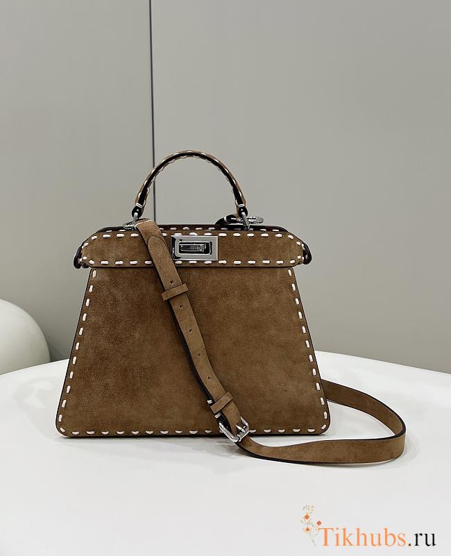 Fendi Peekaboo Brown Suede Selleria Bag 27x11x20cm - 1