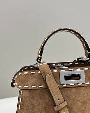 Fendi Peekaboo Brown Suede Selleria Bag 27x11x20cm - 3