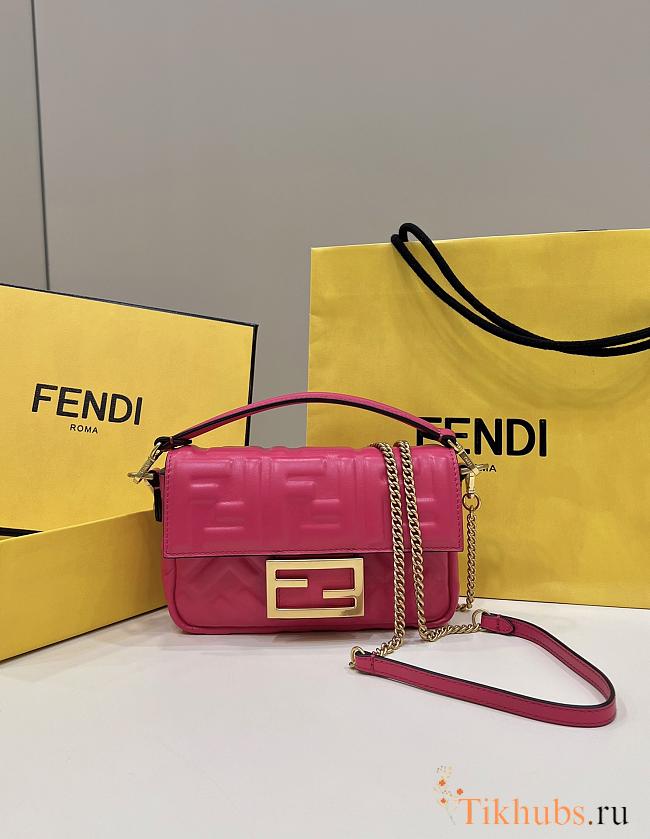 Fendi Baguette Mini Dark Pink Nappa Leather Bag 20x13x5cm - 1