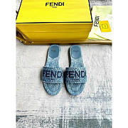 Fendi Signature Denim Slides Blue - 1