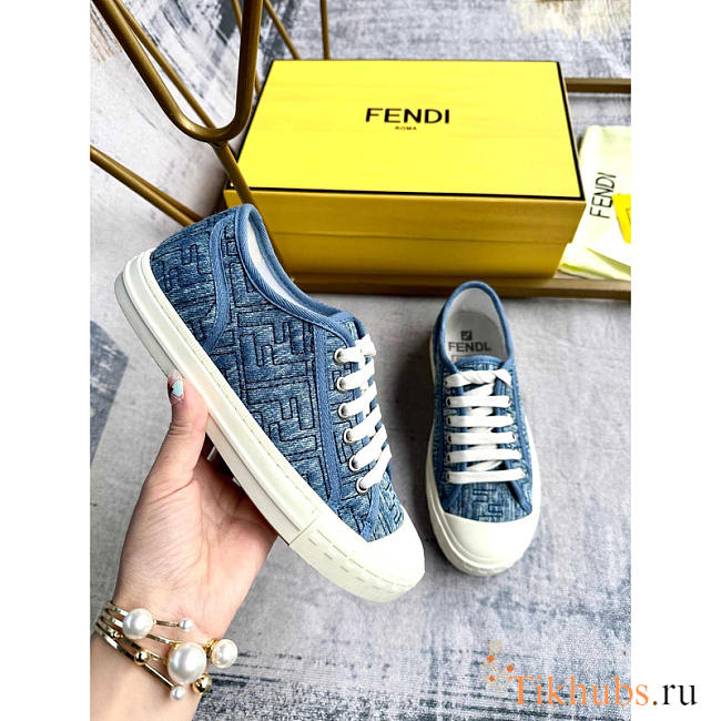 Fendi Domino Denim Low-tops Sneakers Blue - 1