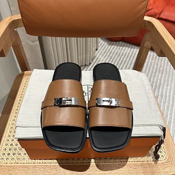 Hermes Giulia Sandal Black Brown Silver