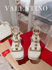 Valentino Roman Stud Calfskin Flatform Sandal White - 3