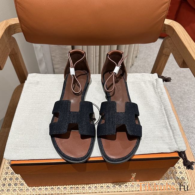 Hermes Santorini Denim Sandal - 1