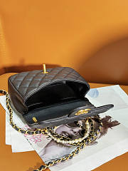 Chanel Mini Flap Bag Lustrous Lambskin Black Pearls 17x12.5x5cm - 4