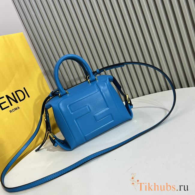 Fendi FF Cube Blue Nappa Leather Mini Bag 16.5x13.5x9cm - 1