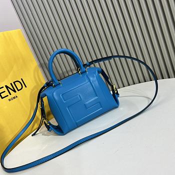 Fendi FF Cube Blue Nappa Leather Mini Bag 16.5x13.5x9cm