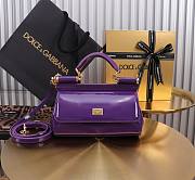 Dolce & Gabbana Purple Small Sicily Handbag Patent 18cm - 1