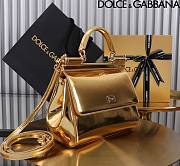 Dolce & Gabbana Gold Medium Sicily Handbag Patent 20cm - 4