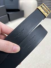 YSL La 76 Buckle Belt Brushed Leather Black 3cm - 4