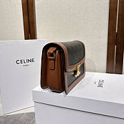 Celine Triomphe Bag Canvas Calfskin Tan 22x15.5x6cm - 5