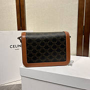 Celine Triomphe Bag Canvas Calfskin Tan 22x15.5x6cm - 3