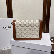 Celine Triomphe Bag Canvas Calfskin White 22x15.5x6cm - 5