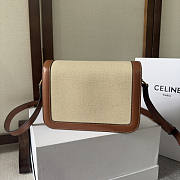 Celine Triomphe Bag Textile Calfskin Natural Tan 22x15.5x6cm - 3