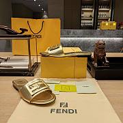 Fendi Baguette Gold Leather Slides - 5