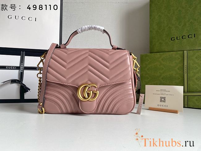 Gucci GG Marmont Small Top Handle Rose Pink Bag 27x19x10.5cm - 1