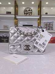 Chanel Mini Flap Bag Silver 17cm - 1