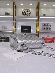 Chanel Mini Flap Bag Silver 17cm - 4