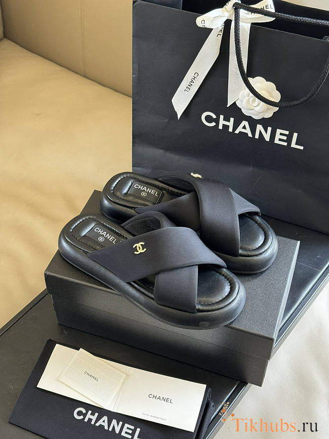 Chanel Black Slides - 1