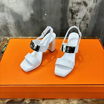 Hermes Ilona 90 Sandal White Heel