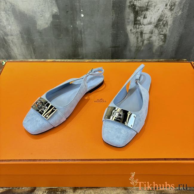 Hermes Innocente Slingback Suede Blue - 1