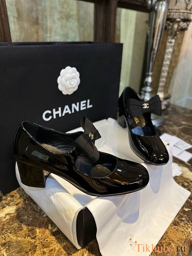 Chanel Mary Janes Shoes Polished Calfskin Black - 1