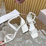 Jimmy Choo Rheea Leather Crisscross Sandals White 6.5cm - 5