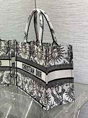 Dior Medium Book Tote White Black Toile De Jouy Soleil 36cm - 5