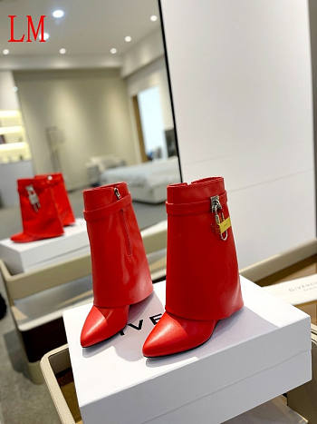 Givenchy Women's Shark Lock Ankle Red Boots