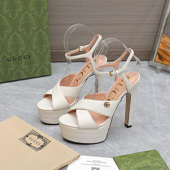 Gucci Ankle-Strap Platform Sandals White 13.5cm