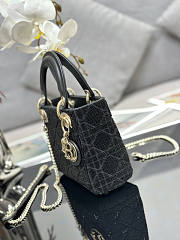 Dior Mini Lady Bag Black Micropearl Embroidery 17cm - 4