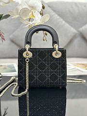 Dior Mini Lady Bag Black Micropearl Embroidery 17cm - 3