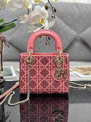 Dior Mini Lady Bag Pink Micropearl Embroidery 17cm - 1