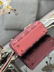 Dior Mini Lady Bag Pink Micropearl Embroidery 17cm - 5